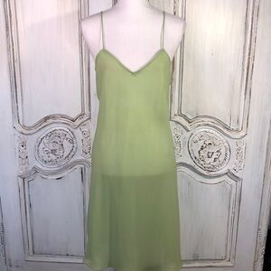 Cynthia Howie Sheer Lime Green Spaghetti Strap Slip Dress Size 8